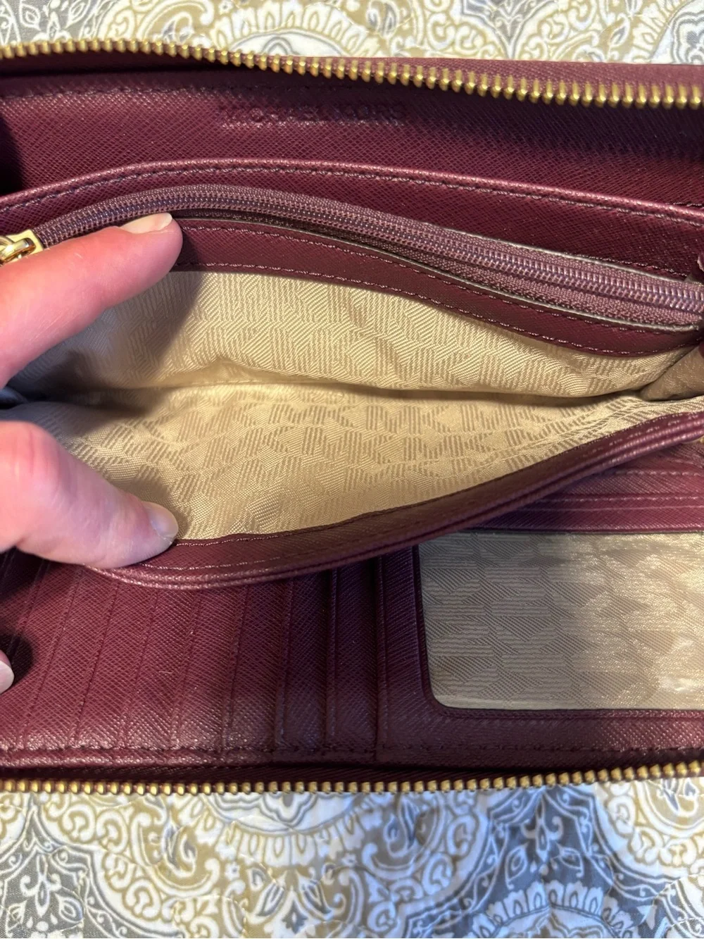 Michael Kors Burgundy Crossbody Bag with Matching Wallet